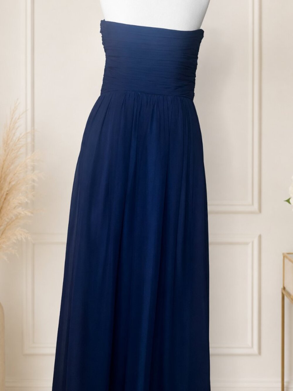 Bill Levkoff Navy Blue Strapless Bridesmaid Prom Gown Size 6 - Picture 3 of 6